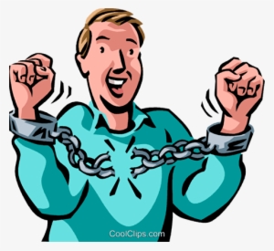 Man Breaking Free From Handcuffs Royalty Free Vector - Person Breaking Out Of Handcuffs #2069568
