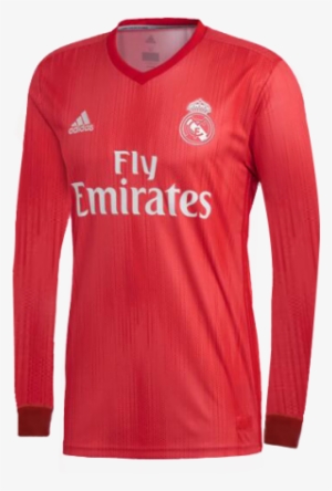 18-19 Real Madrid Third Away Red Long Sleeve Jersey - Uniforme Del Real Madrid #2070056