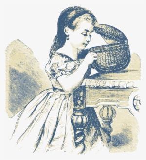 Girl Woman Computer Icons Drawing Download - Granddaughter Birthday With Vintage Girl Opening Basket #2074718