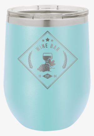12 Oz Light Blue Custom Stainless Steel Stemless Wine - Emblem #2088145