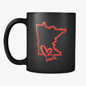 Love Minnesota State Flag Map Outline Black 11oz Mug - Mug #2088893