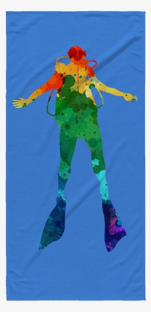 Watercolor Scuba Diver Beach Towel - Aquaman #211778