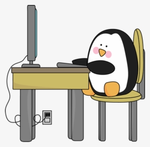 Spring Clipart Penguin - Penguin Using Computer #212862