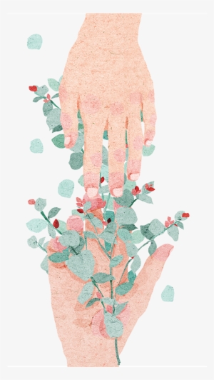 Hand Drawn Cartoon Watercolor Handshake Decoration - Happiness Flower Artsy Maori Sakai Art #213094