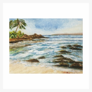 Makena Cove Hawaii Beach Watercolor Wrapped Canvas - Makena Cove #214506