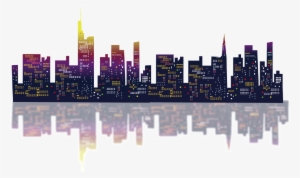 City Watercolor Watercolor Ftestickers - City Night Scene Png #215047