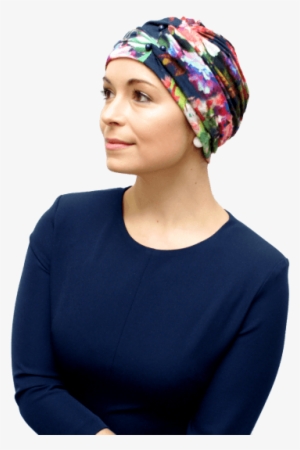 Blue Floral Fashion Turban For Chemo Hair Loss - Turban #215224
