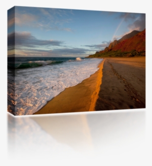 Wave On Sand - Poster: Peebles' Sunset, Rainbow, Kalalau Beach, Napali #216288