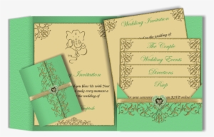 Emerald Green E Wedding Invitation With Ganesha Symbol - Wedding Invitation #216414