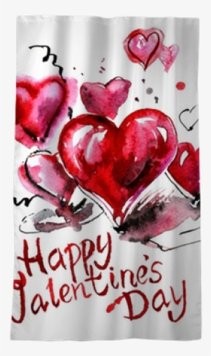Watercolor Hand Painted Background With Hearts - Watercolor Painting #217347