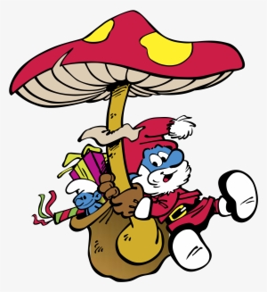 Santa Smurf Logo Png Transparent - Papa Smurf And Smurfette Christmas #2100531