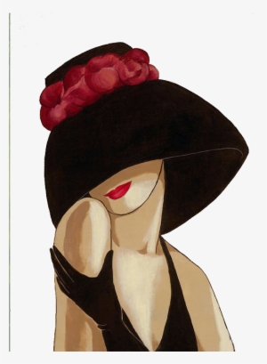 Drawing Lady Lampshadehat - Lady In Hat Png #2101070