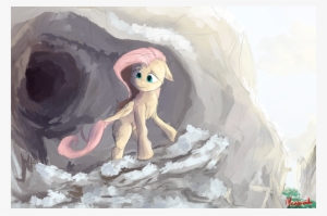 Miokomata, Cave, Floppy Ears, Fluttershy, Safe, Snow, - Illustration #2103627
