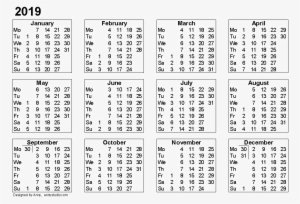 Calendar 2019 Png - Printable 2019 Calendar Pdf #2105340