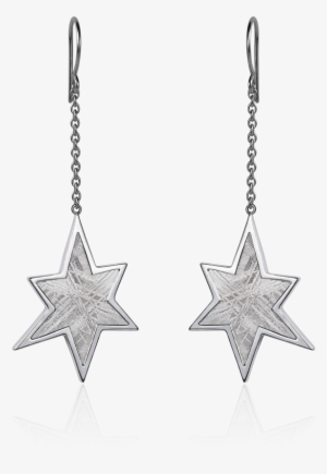 Meteorite Star Dangle Earrings In Silver #2112112