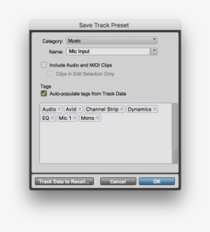 Track Preset Dialog 2 - Pro Tools #2114787