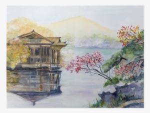 Watercolor, West Lake, Hangzhou, China Poster • Pixers® - Quinsai Marco Polo #2115391