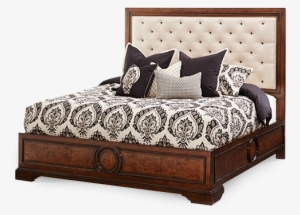 Bella Cera Panel Bed Fabric Tufted Headboard - Bella Cera - Panel Bed W/ Fabric Tufted Headboard Aico #2117243