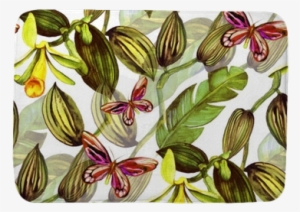 Seamless Pattern With Tropical Leaves And Vanilla Orchid - Orchids #2118848