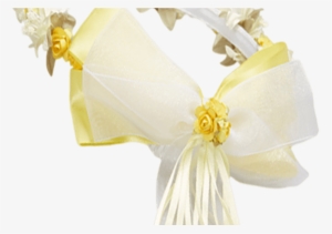 Yellow Silk Floral Crown Wreath W Satin Back Bows Girls - Silk #2121174