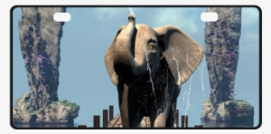 Elephant On A Jetty License Plate - Elephant On A Jetty Shower Curtain #2128103