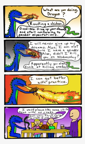 This Is A Webcomic - Dragon Roasting A Chicken Cartoon #2130425