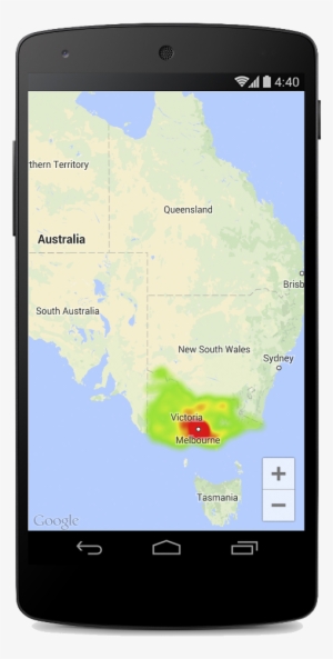 A Map With A Heatmap Showing Location Of Police Stations - Heat Map Google Maps Android #2135720