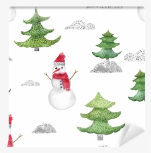 Watercolor Christmas Seamless Pattern With Fir Trees - Christmas Day #2137524