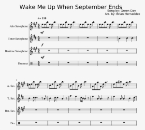Wake Me Up When September Ends Sheet Music Composed - Zen Zen Zense Alto Saxophone Score #2137897