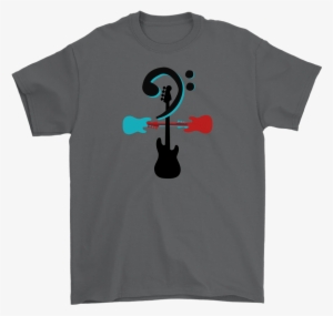 Men's Bass Player T-shirt With Custom Bass Clef And - Rock And Roll #2138169