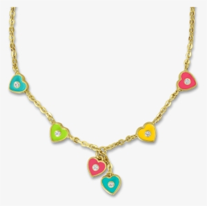 Pink And Purple Hearts Necklace Girls Necklace - Necklace Kids #2142388