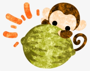 Free Illustration A - Monkey With Coconut Cartoon #2143893