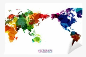 World Map Watercolor, Vector Illustration Wall Mural - Color World Map Purple Cotton Linen Throw Lumbar Waist #2145643