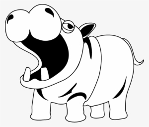 Hippo Clipart Black And White - Hippopotamus Clipart Black And White #2145931