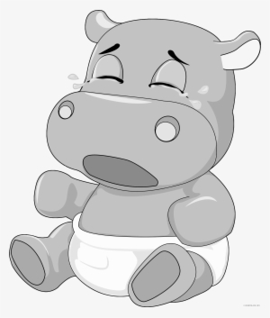 Baby Clipartblack Com Animal Free Black White - Baby Hippo Cartoon #2145932