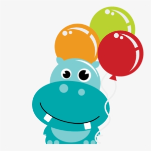 Holding Balloons Scrapbook File Cuts Cut For - Birthday Hippo Clipart #2145955