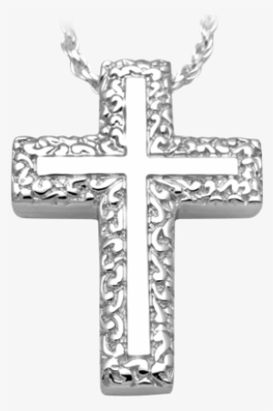 Swirl Border Silver Cross - Swirl Border Cross Sterling Cremation Jewelry Necklace #2148263