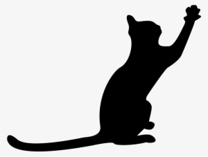 Cat Black Silhouette With Extended Tail And One Paw - Cat Silhouette #2151651