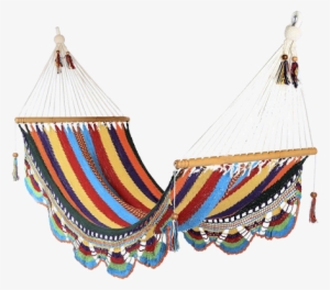 Nicaraguan Hammock - Small Crocheted Trim Stripy Hammock Colour: Multi #2153495