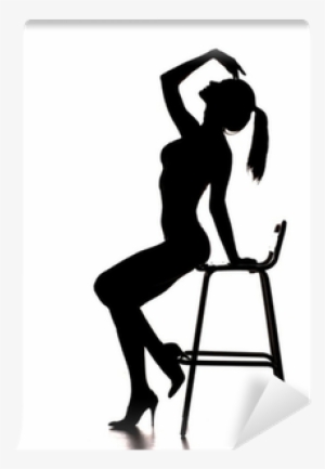 Silhouette Of Pretty Stripper On A Chair Wall Mural - Silhouette #2156838