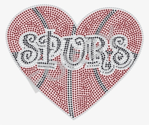 Basketball Heart Spurs Rhinestone Iron On Transfer - Heart #2156966