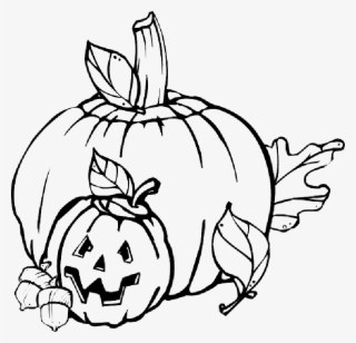 Fall, Pumpkin, Outline, Drawing, Jack, Leaf - Halloween Clipart Black And White #2158628