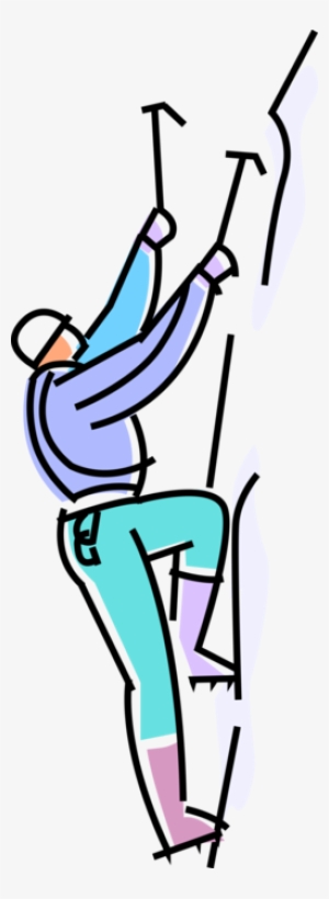 Vector Illustration Of Ice Climber Ascends Inclined #2159048
