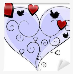 Romantic Blue Heart With Three Red Hearts And Four - Heart #2162559