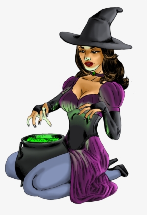 No Broom, But Love The Cauldron - Sexy Witch Cartoon Png #2163583