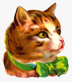 Victorian Antique Free Cat Clip Art Pet Tabby Png Black - Victorian Cat Art #2165515