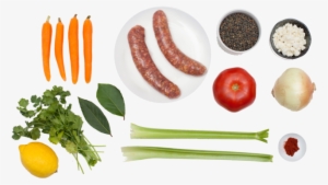 French Lentils With Sautéed Summer Vegetables & Lamb - Sausage Top View Png #2165870