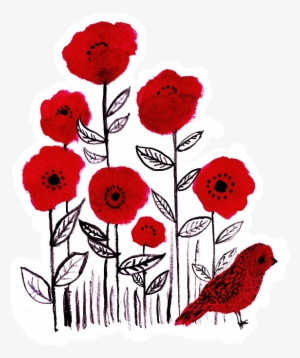 Click And Drag To Re-position The Image, If Desired - Tall Poppies And Red Bird Backpack By Annaki #2171154