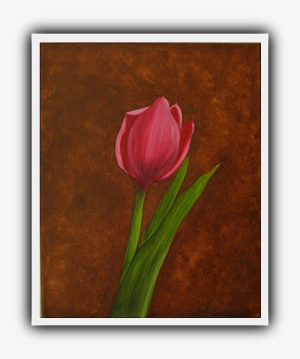 Red Tulip 1 Of 3 Oil On Canvas - Oil Painting #2178229
