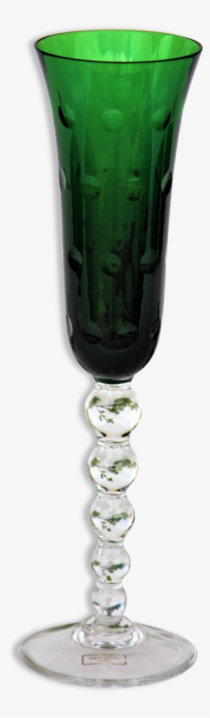Champagne Glass Saint Louis Crystal Color Model Green - Glass #2180629